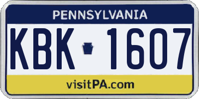 PA license plate KBK1607