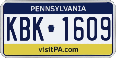 PA license plate KBK1609
