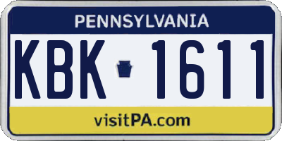 PA license plate KBK1611