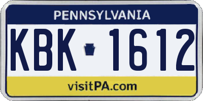 PA license plate KBK1612