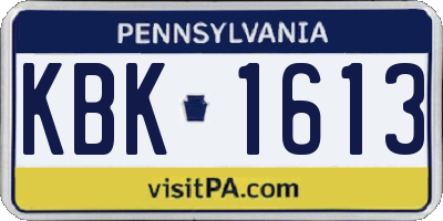 PA license plate KBK1613