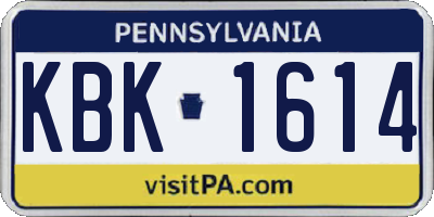PA license plate KBK1614