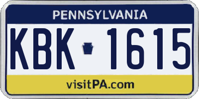 PA license plate KBK1615