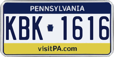 PA license plate KBK1616