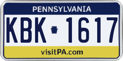 PA license plate KBK1617