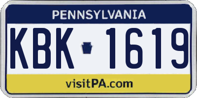 PA license plate KBK1619