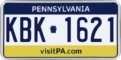 PA license plate KBK1621