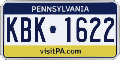 PA license plate KBK1622