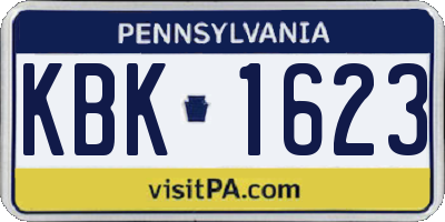PA license plate KBK1623