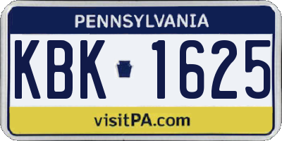 PA license plate KBK1625