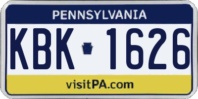 PA license plate KBK1626