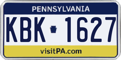 PA license plate KBK1627