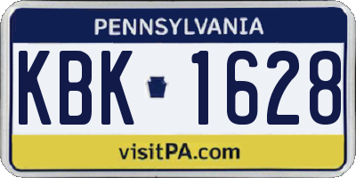 PA license plate KBK1628