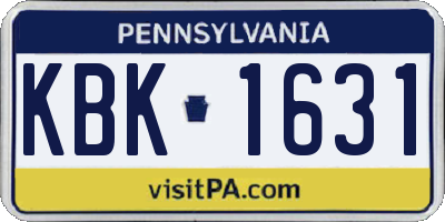 PA license plate KBK1631