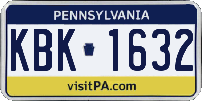 PA license plate KBK1632