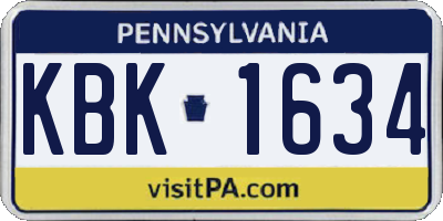 PA license plate KBK1634