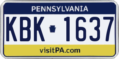 PA license plate KBK1637