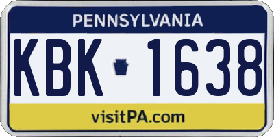 PA license plate KBK1638