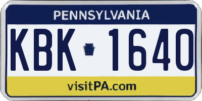 PA license plate KBK1640