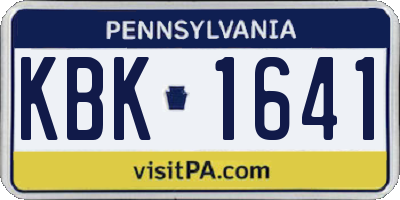 PA license plate KBK1641