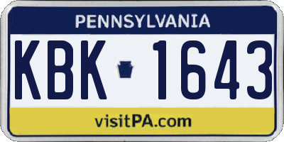 PA license plate KBK1643