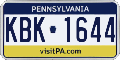 PA license plate KBK1644