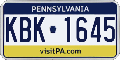 PA license plate KBK1645