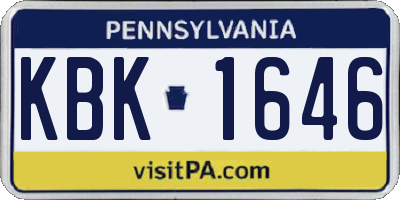 PA license plate KBK1646