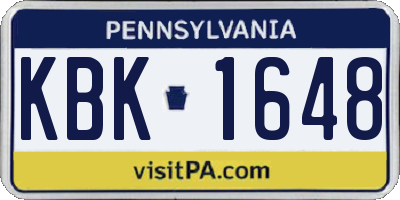 PA license plate KBK1648