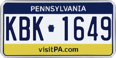 PA license plate KBK1649