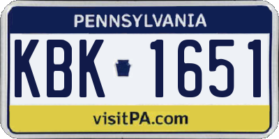 PA license plate KBK1651