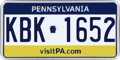 PA license plate KBK1652