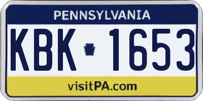 PA license plate KBK1653