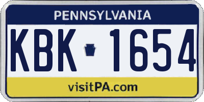 PA license plate KBK1654