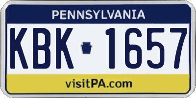 PA license plate KBK1657