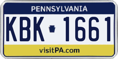 PA license plate KBK1661