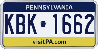 PA license plate KBK1662