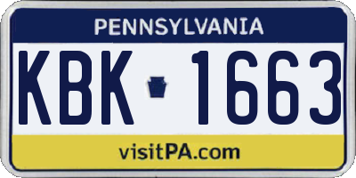 PA license plate KBK1663