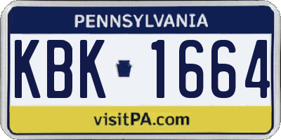 PA license plate KBK1664
