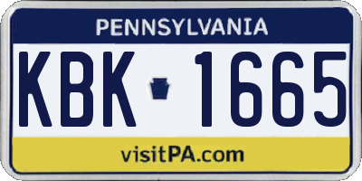 PA license plate KBK1665