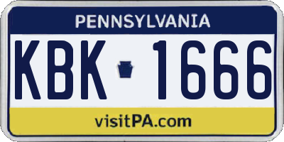PA license plate KBK1666