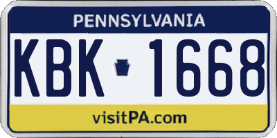 PA license plate KBK1668