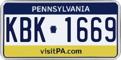 PA license plate KBK1669