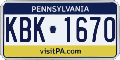 PA license plate KBK1670