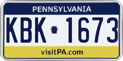 PA license plate KBK1673