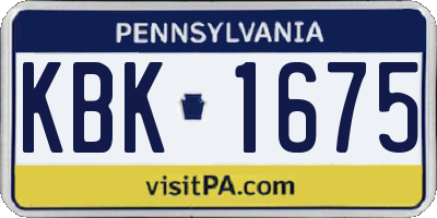 PA license plate KBK1675