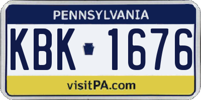 PA license plate KBK1676
