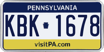 PA license plate KBK1678