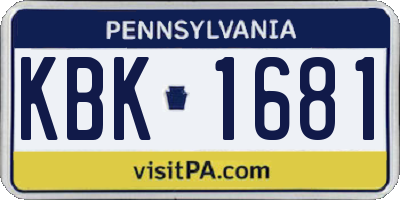 PA license plate KBK1681