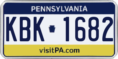 PA license plate KBK1682